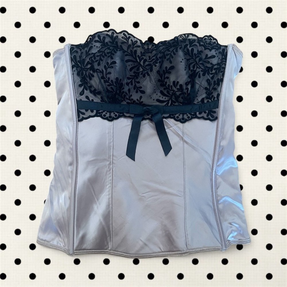 Y2k Black and Tan Lace Bustier